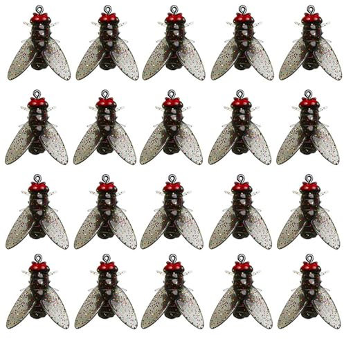 Cunlvyyds Fly Fishing Fliege 20 Prozent lebensechter künstlicher Fliegenköder weiche Fliegenfischereiköder mit stabilen Dual -Haken -Fischereizubehör für alle Wasserbassforellen Lachsfischen L.
