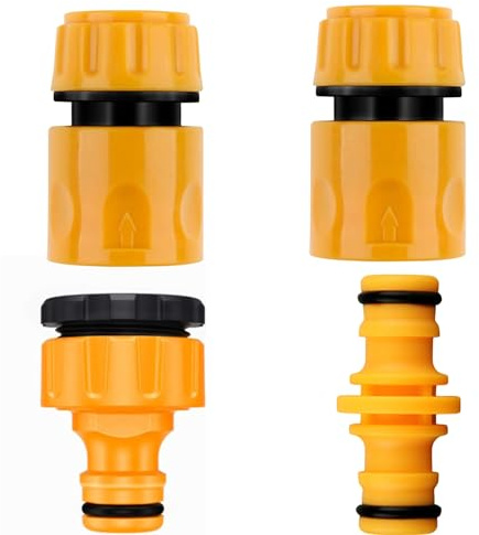 3/4 inch & 1/2 inch 2in1 Plastic Graden Hose Tap Connector Hose End Connector,Fitting Repair Set,Garden Water Quick Double Male Hose Connector,(Quick &Double& 2-1 Tap Connector)