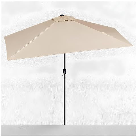 XUQQU 2,50 * 13,0 M Mezzo Ombrellone, Ombrellone da Giardino E Balcone, Ombrellone da Terrazza, Ombrellone da Spiaggia con Funzione Manovella, Ombrellone E Antipioggia, Senza Base(Khaki)