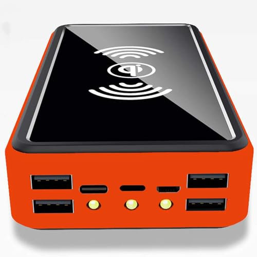 Caricabatterie solare 100000Mah Qi Wireless Solar Power Bank Batteria esterna da campeggio con pannello solare, caricabatterie portatile, ricarica rapida 5V/2.1A Ingresso/uscita, torce LED,