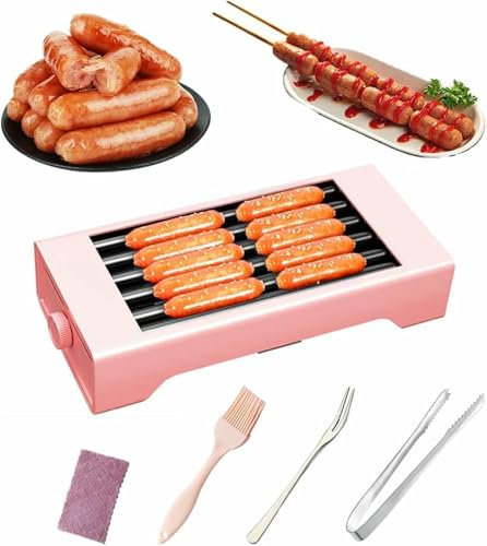 Machine à Hot Dog électrique, Rouleau à Hot Dog, 150 W, Livré avec 4 Accessoires, Bouton De Contrôle De La Température, Plage De Contrôle De La Température De 0 à 180 Degrés, Cuisson Uniforme à 360
