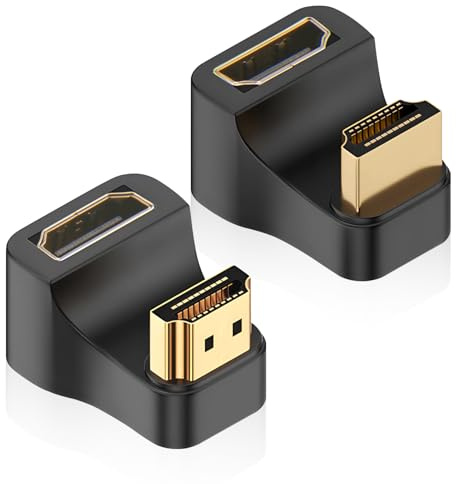2 Adattatori HDMI 2.1 U a Forma di Maschio a Femmina Angolato display, 180 Gradi Angolo UHD Connettore 3D 8K@60Hz / 4K@120Hz per Monitor HDTV, Console di Gioco, Proiettori (1 Positivo+1 Inversione)