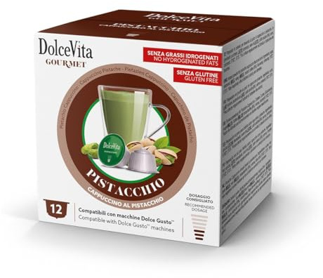 48 Capsule compatibili con Dolce Gusto PISTACCHIO DOLCE VITA - Senza Glutine - Compatibili con Macchine sistema Dolce Gusto - 4 Astucci da 12 -