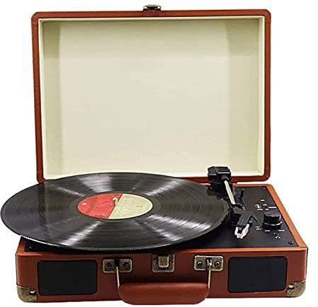 ZJFHEYUO Giradischi Portatile Wireless con Altoparlanti Stereo integrati, Giradischi a Cinghia a 3 velocità con Altoparlanti