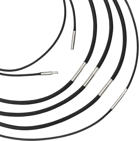 KRYMXAR Lederhalsband Damen, Lederband Mit Verschluß, 5 Stück Schwarze Leder Kette, Verschiedene Längen, Für DIY Schmuck Und Modische Accessoires