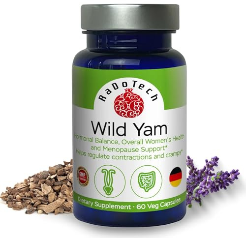 Wild Yam Root Capsules for Women – Natural Menopause and PMS Support – Promotes Hormone Balance, Energy, and Well-Being – Supplement with Clean Ingredients, 60 Capsules