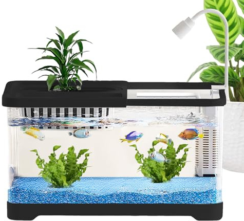 Fenayuu Kampffisch Aquarium, Kampffisch Landschaft Aquarium Komplettset, Klare Landschaftsbecken Für Guppys Schnecken Schildkröten Haustierliebhaber Anfänger Schreibtisch Wohnung