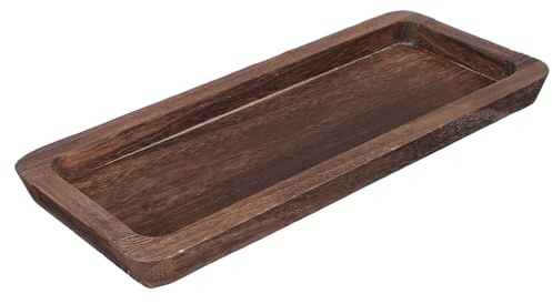 VICASKY Farmhouse Wooden Decorative Tray Rustic Long Narrow Rectangle Serving Platter for Coffee Table Kitchen Centerpiece and Bathroom Skincare Display