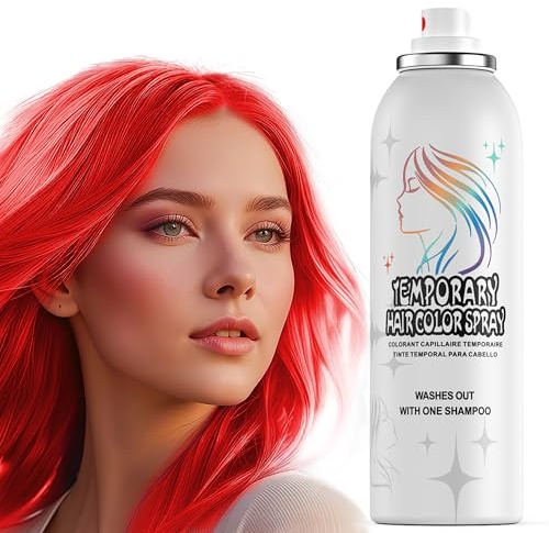 Temporäre Haarfarbenspray | 150ml Sofort Haarfarbenspray für Erwachsene & Kinder | Waschbar & Nicht Klebend, Sanfte Formel, Rot | Halloween, Cosplay, Kostümparty, Feste