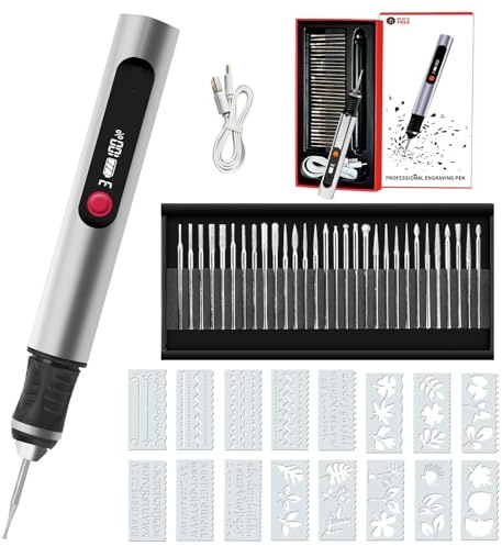 Elektrischer Akku Customizer Gravierstift, Tragbarer Mini Graviermaschine - über 50 Oberflächen gravierbar, für Künstler, Heimwerker