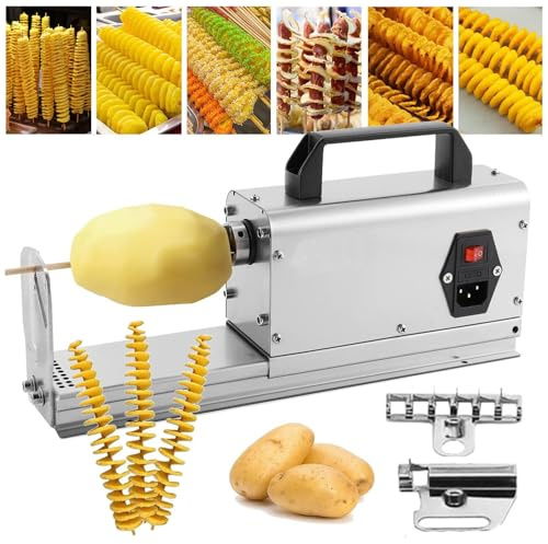 Trancheuse de pommes de terre électrique 3 en 1 automatique Tornado Coupe-légumes pour frites, trancheuse spirale pour pommes de terre, tomates, oignons, champignons