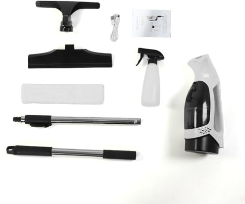 FTVOGUE Aspirateur de Fenêtre Fil 2000 Pa avec Autonomie de 50 Minutes, Lame de 11 Pouces pour Le Nettoyage Automatique des Vitres de la Maison, Nettoyeur de Vitres Multifonc (Black)