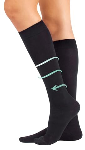 CALZITALY Gambaletti Compressione Graduata Media | Calzino Contenitivo 14-16 Mmhg | Calze Unisex In Cotone |S-M-L-XL-XXL (M, Nero)