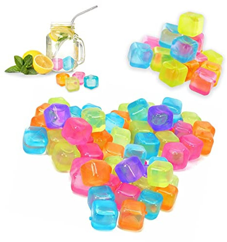 40PCS Reusable Plastic Ice Cubes – Quick Freezing Multicoloured Ice Blocks for Drinks, BBQs & Cocktails | Non-Diluting, Washable, Long-Lasting | Blue, Green, Pink, Orange | 2.5cm