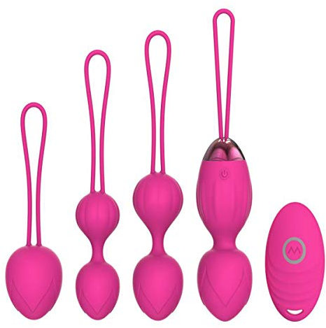 Beckenbodentrainer für Frauen mit Fernbedienung,Kegel Ball Kit Multi Mode Beckentrainer, Silikon Übung Bälle für die Blasenkontrolle und Beckenbodenübungen (Rosa)