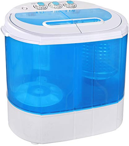 Saturnpower Portable Washing Machine, 9.9lbs Mini Compact Twin Tub Washer Drum Washing Machine Laundry Washer w/Spin Cycle Basket and Drain Hose