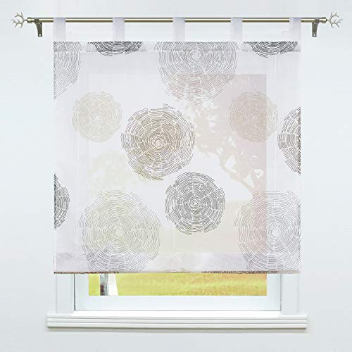 SCHOAL Raffrollo mit Schlaufen Transparente Raffgardine Voile Schlaufenrollo Modern Bändchenrollo 1 Stück BxH 120x150cm Braun