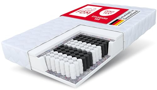 FDM Matratze 120x200 cm Härtegrad H3 Höhe 16 cm Taschenfederkernmatratze Polyurethan-Schaum 7 Komfortzonen mit Hypoallergenem Waschbarem Premium-Bezug Oeko-Tex Medic