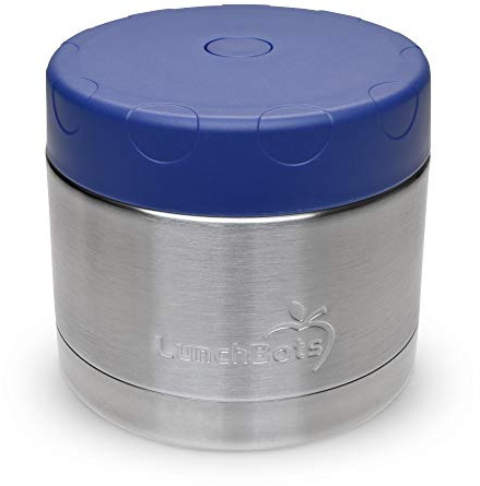 LunchBots 12oz Insulated Food Jar Stainless Steel Wide Mouth - Container With Vented Lid - Keeps Contents Hot or Cold for Hours - Leak-Proof Portable Thermal Food Jar is Ideal for Soup - Navy