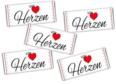 STEINBECK Mini Schokolade Von Herzen 5er Set je 18g Tischdekoration Hochzeit Weihnachten Familienfeier