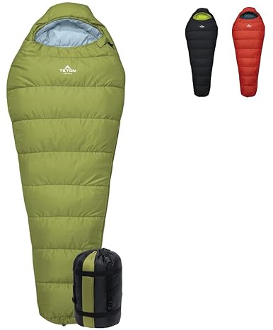 TETON Sports LEEF Ultralight Mummy Sleeping Bag Perfect for Backpacking, Hiking, and Camping; 3-4 Season Mummy Bag; Free Stuff Sack Included