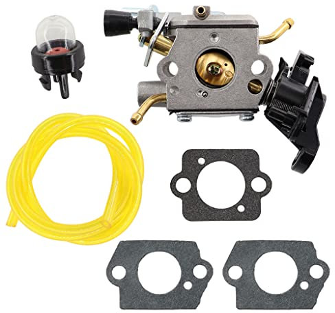 HURI Vergaser mit Dichtung Benzinschlauch Benzinfilter für Husqvarna 445 445e 450 450e 445 II 450 II 450E II Kettensäge ZAMA C1M-EL37B
