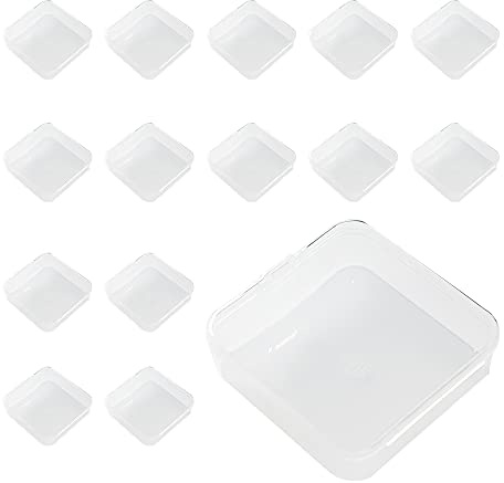 WYAN 15 Stück Plastik Transparent Aufbewahrungsbox mit Deckel(6.4 x 6.4cm) | Kunststoff, 6,4 × 6,4 × 2cm, transparent, wasserdicht, mit Klappdeckel, robust und langlebig,ideal zum Aufbewahren und Ordnen