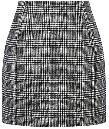 Damen Kariert Röcke Elegant Figurbetont Minirock mit Plaid Unsichtbarer Reißverschluss A Linie Hohe Taille Herbst Kurze Freizeitrock Bleistiftrock Arbeitsrock
