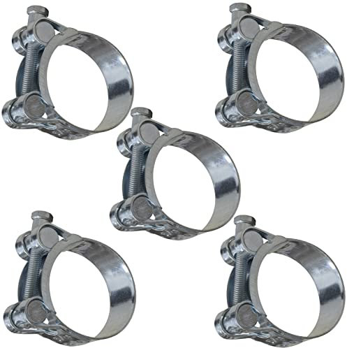 AERZETIX - C63693 - Lot de 5 colliers de serrage à tourillon 23-25 mm - largeur de la bande 18 mm - en acier - couleur argent - fluides clé plate tuyaux gaines ventilation
