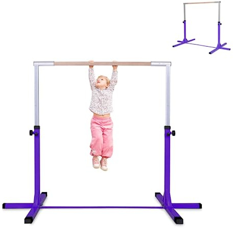 SPOTRAVEL 90-150 cm Gymnastics Bar, Home Gymnastics Equipment (Purple)