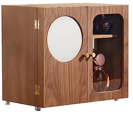 Kosmetisk displayväska Smyckeskåp i trä Smyckesskåp, kosmetisk förvaringsställ med stor kapacitet med spegel och lådor, smyckeskåp med krokar, for köksskåp i sovrummet Makeup Organizer