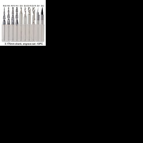 SYLALE CNC-Vollhartmetall-Gravur-Bits Fräser Holzbearbeitungsset 3,175 mm 6,35 mm 6 mm Schaftfräser for Schnitzen von Holzwerkzeugen (Color : 3.175mm set-10pcs)
