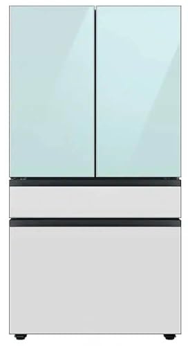 Samsung Bespoke 29 cu ft. 4-Door French Door Smart Refrigerator with Beverage Center in Morning Blue/White Glass, Standard Depth RF29BB86004M