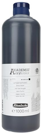 Schmincke - AKADEMIE® Acryl color, Lampenschwarz 1 Liter, 23771029, feine Künstler-Acrylfarbe, brillant, hoch lichtecht und kadmiumfrei, für Acrylmalerei, Mixed Media