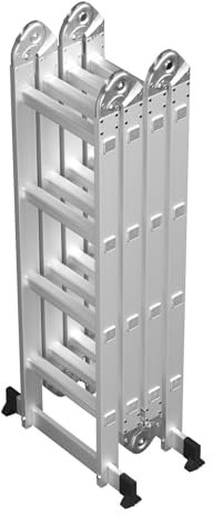 Adjustable Ladder 4.7m Multi-Purpose Aluminum Alloy Combination Ladder with platform and Balance Bar 7 in 1 Folding Ladder Heavy Duty 330lbs Capacity 4 x 4 Steps