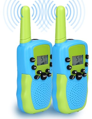 NK Walkie-Talkies für Kinder 4 5 6 7 8 9 Jahren (Batterien Inklusive) - Lange Reichweite 3km, LED-Display, 22 Kanäle, Kinderspielzeug mit Taschenlampe, Weihnachtsgeburtstagsgeschenk, Farbe Blau/Grün