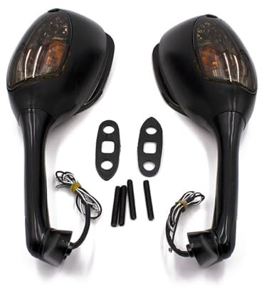 KSHSAA Für Suzuki SV650 SV650S 2003–2008 2004 2005 2006 2007 SV1000 SV1000S 2003–2007 2004 2005 2006 2 Stück Motorradspiegel Lenker Mit Blinker Spiegel (Farbe : Schwarz)