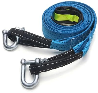 UNbit Robustes 8-Tonnen-Auto-Abschleppseil, Riemenkabel mit U-Haken-Schäkel, hochfestes Nylon mit reflektierendem Licht for PKW und LKW Seil