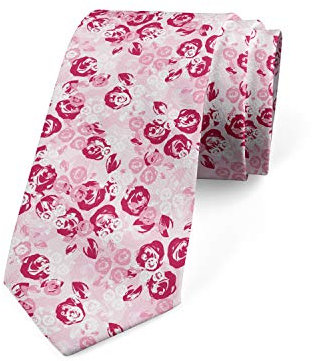 Krawatte, englische Rosenblüten, romantisch, 9,4 cm, Kastanienbraun, Blassrosa, Weiß, Siehe Abbildung, Einheitsgröße