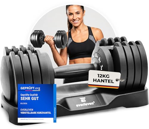 Verstellbare Kurzhantel 12kg | Hantel | 12kg |18kg | 24kg | 40kg | 15 Gewichtseinstellungen | Einzelhantel | Verstellbare Kurzhantel | einstellbar und platzsparend [FIX LOCK] Gewichte für Homegym