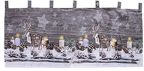 Mojawo Weihnachtsgardine LED Gardine Weihnachten Scheibengardine X-Mas beleuchtet Fenstergardine 45x120cm vers. Modelle, Model:Modell 2