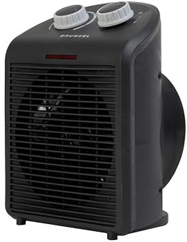 Calefactor de baño Grunkel de bajo consumo, hasta 2000W, 3 modos, 2 niveles de potencia, antivuelco y sistema de protección contra el sobrecalentamiento. Ligero y cable de 1m. (Negro)
