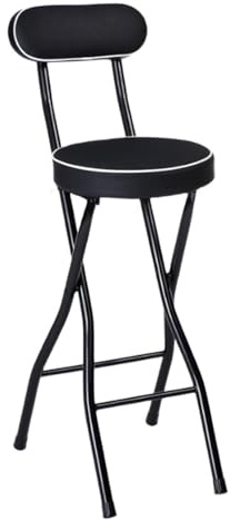 Sgabello da Bar Alto Pieghevole con Schienale, Sgabello Rotondo in Metallo Pieghevole Sedia Sgabello Portatile Pieghevole Imbottito in Ecopelle for Cucina Soggiorno(75cm/30in)