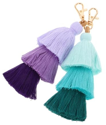 LIFKOME 2stücke Boho Schlüsselanhänger Mit Dreifacher Quaste Bunte Taschenanhänger Für Damen Modische Handgefertigte Anhänger Für Handtaschen Rucksäcke Autoschlüssel Stilvolle Accessoires