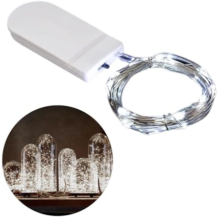 Petite Guirlande Lumineuse LED Étanche 1 M Fil d'Argent avec Lucioles pour Fêtes de Noël, Mariage et Fête