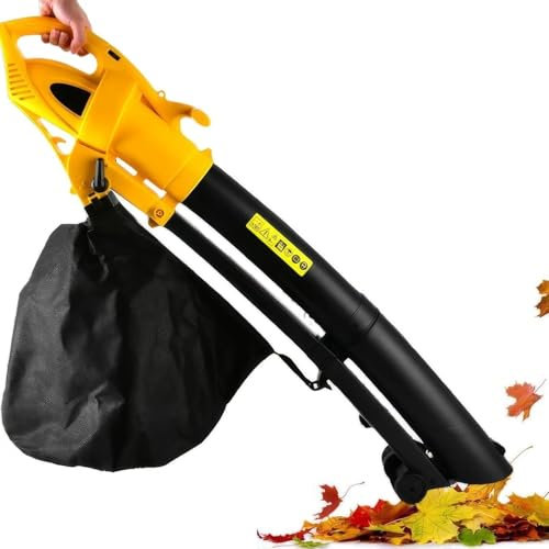 Souffleur de feuilles de jardin, aspirateur de jardin et broyeur de feuilles, souffleur électrique d'extérieur 3000 W avec 6 modes de vitesse, sac de collecte de feuilles 35 L, souffleur de feuilles