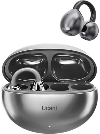 Ucani Wireless Headphones, Open Clip-On Earphones Sports Headphones, 12mm Diaphragms with ENC Crystal Clear Calls, IPX5, Bluetooth-5.4 Compatible with iOS Android, 30H Playtime (Bright black)