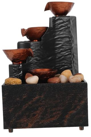 Abaodam Fontana Da Giardino a Flusso D'acqua Con Ciottoli Per Camera Da Letto Ornamento Della Fortuna Per Decorazione Per Soggiorno Con Acqua e Illuminazione Led