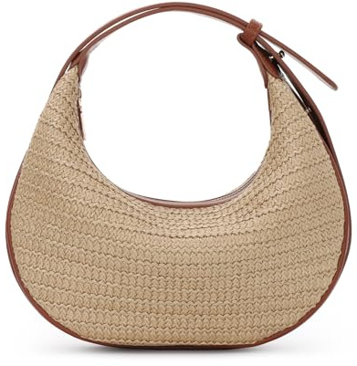 EVEOUT Borsa a tracolla in Rafia per Donna Estate Boho Chic Borsa a Mezzaluna Paglia Intrecciata con Cinturino Regolabile per Spiaggia Vacanze