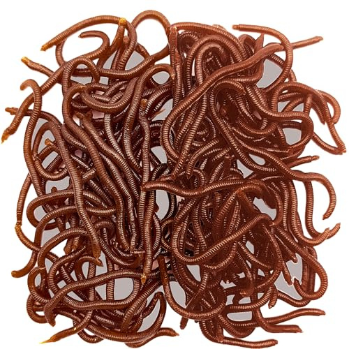 100 Pcs 3.3inch Soft Worms Fishing Lure Baits, Earthworm Baits Lifelike Fake Bloodworm, Fresh Water Fishing Bait, Brown